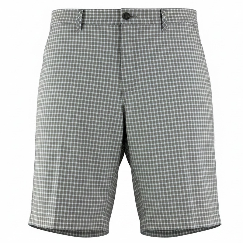 Adidas Golf Shorts Mens 36 Beige Gingham Plaid Performance Flat Front Golfcore